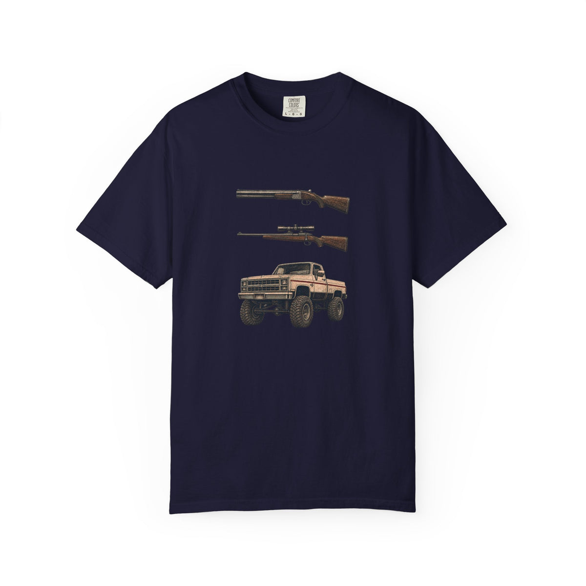 Hank Williams Jr. Shotgun Rifle and a Four-Wheel Drive. Vintage Pickup & Rifles Graphic T‑Shirt