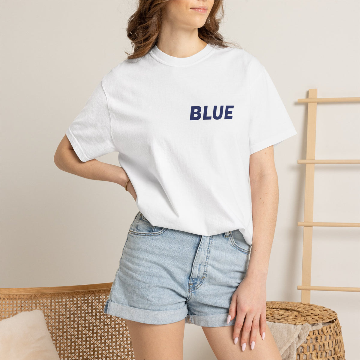 Blue T-Shirt — Minimalist Chest Logo Tee