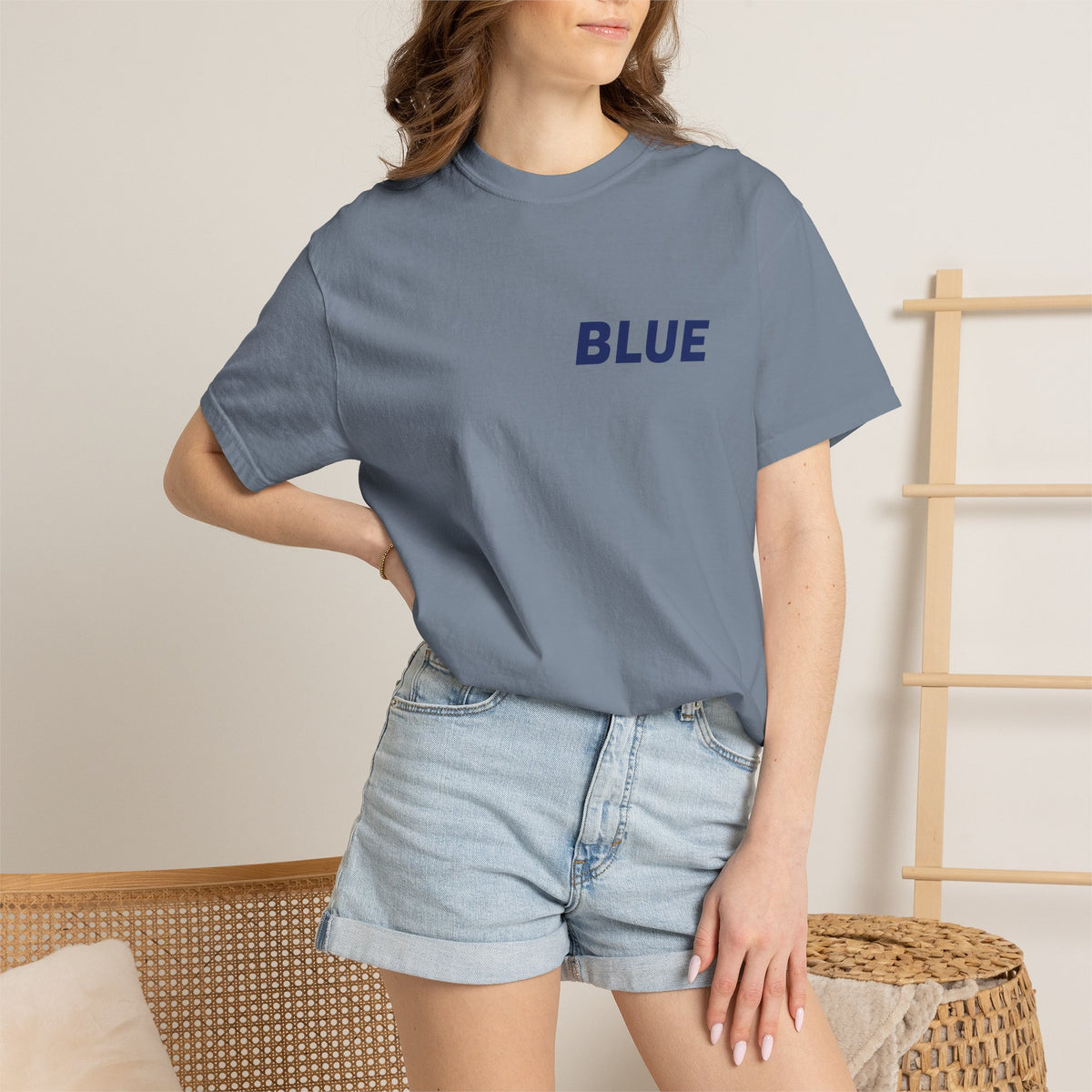 Blue T-Shirt — Minimalist Chest Logo Tee