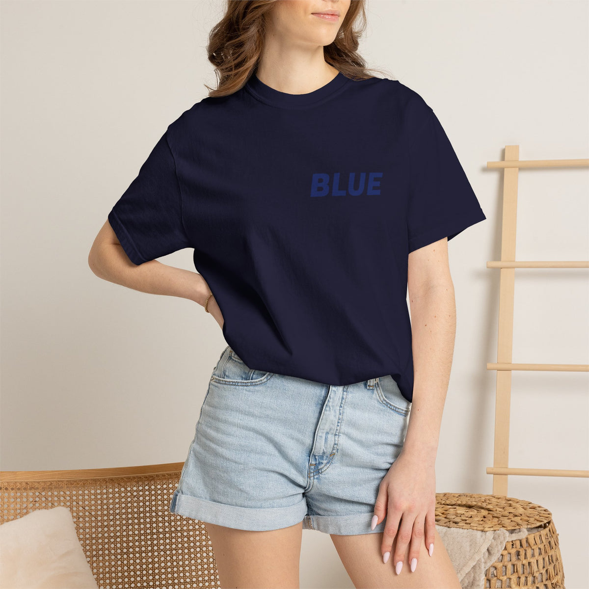 Blue T-Shirt — Minimalist Chest Logo Tee