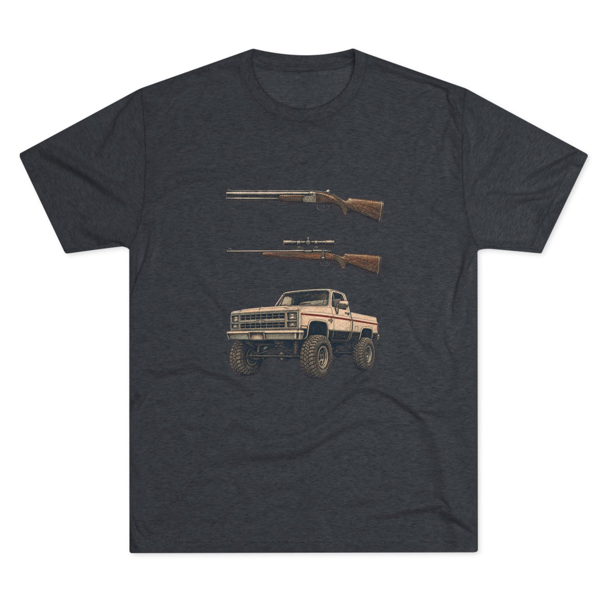 Shotgun Rifle and a Four-Wheel Drive — Vintage Pickup & Rifle Outdoors Shirt