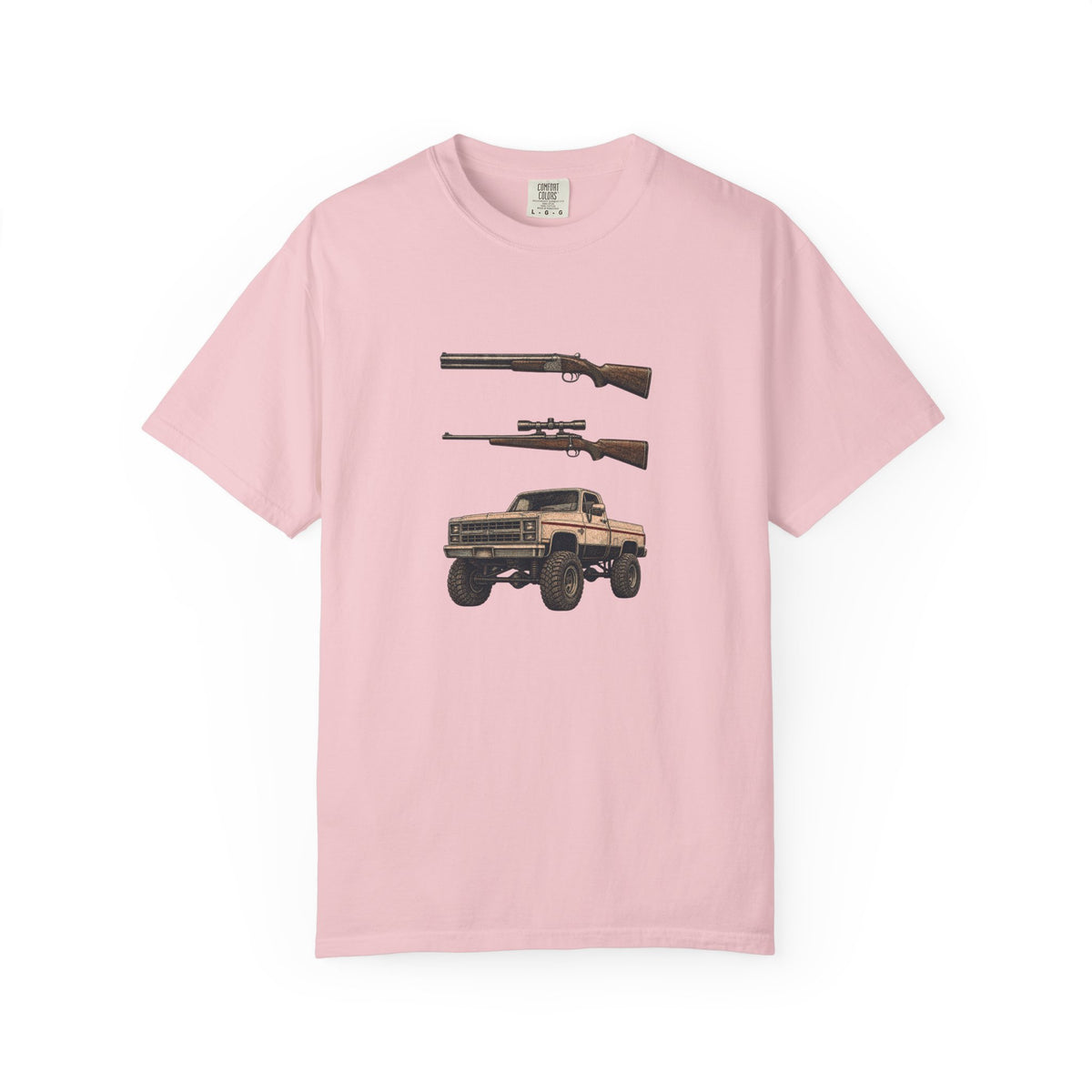 Hank Williams Jr. Shotgun Rifle and a Four-Wheel Drive. Vintage Pickup & Rifles Graphic T‑Shirt