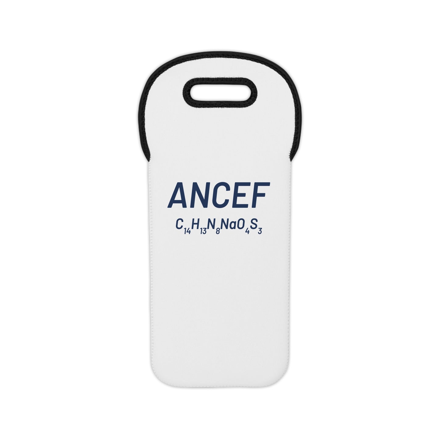 ANCEF Wine Tote — Neoprene Bottle Carrier with Molecular Formula Design