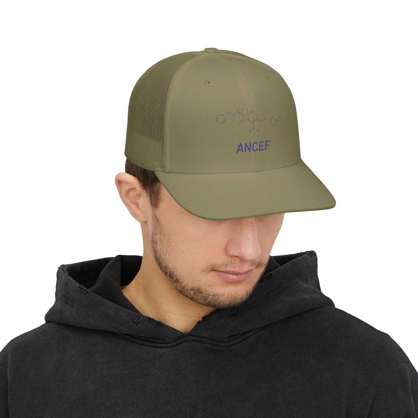 ANCEF Structural Formula Embroidered Snapback Trucker Hat for Trauma Surgeons