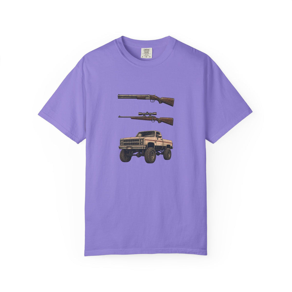 Hank Williams Jr. Shotgun Rifle and a Four-Wheel Drive. Vintage Pickup & Rifles Graphic T‑Shirt