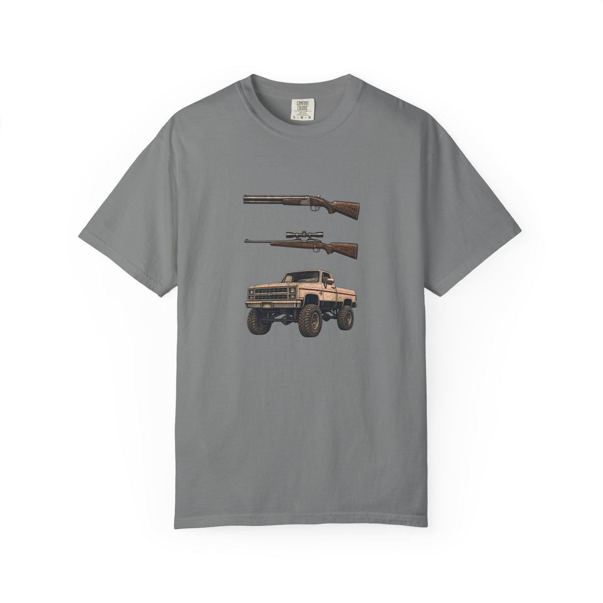 Hank Williams Jr. Shotgun Rifle and a Four-Wheel Drive. Vintage Pickup & Rifles Graphic T‑Shirt
