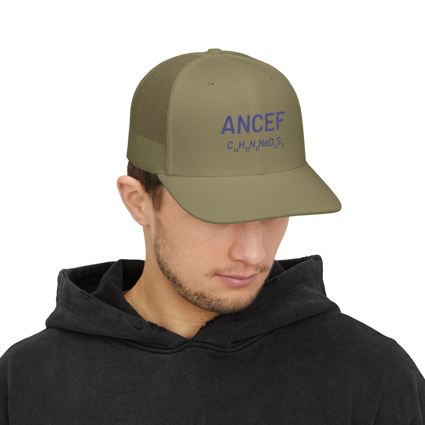 ANCEF Chemical Formula Embroidered Snapback Trucker Hat for Trauma Surgeons