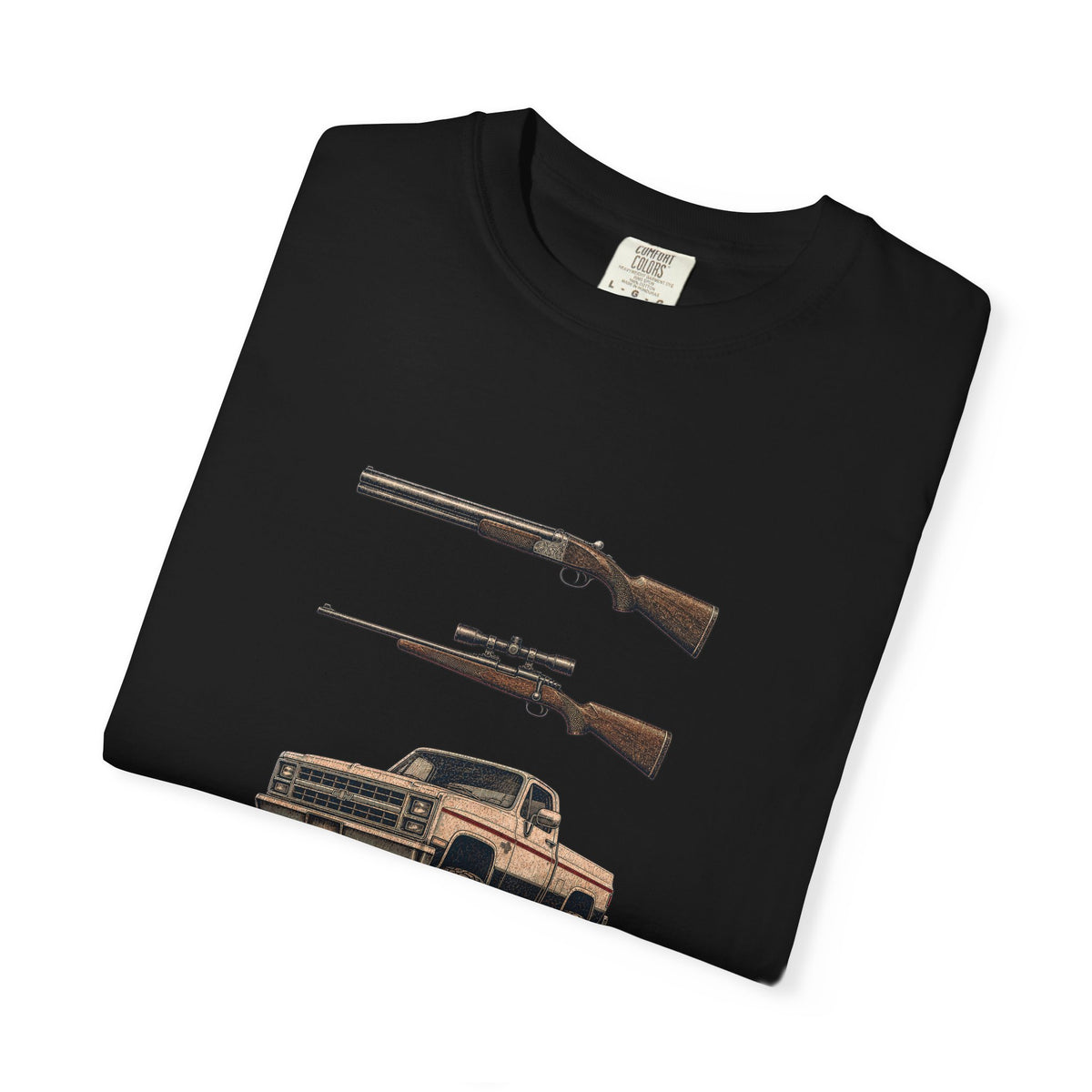 Hank Williams Jr. Shotgun Rifle and a Four-Wheel Drive. Vintage Pickup & Rifles Graphic T‑Shirt