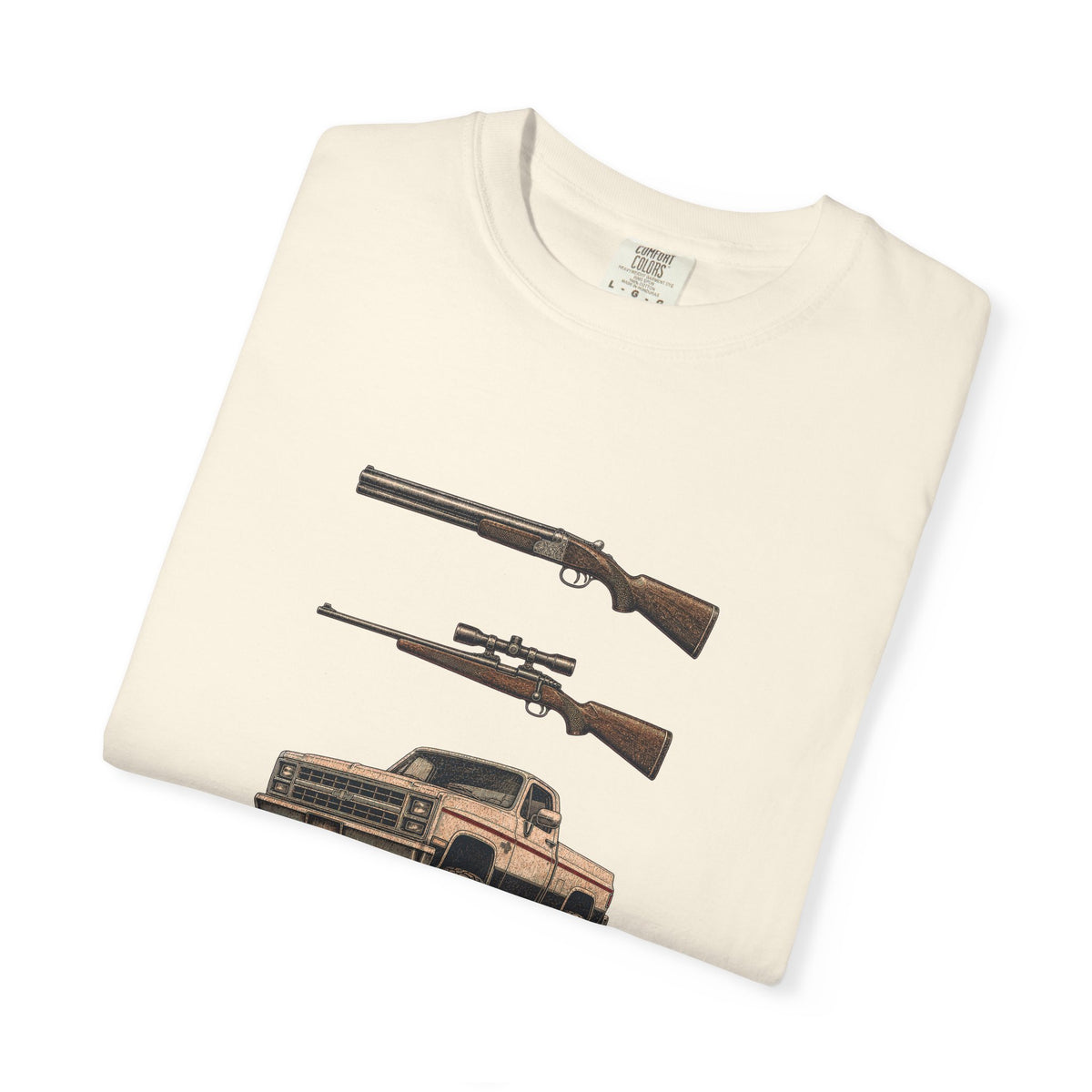 Hank Williams Jr. Shotgun Rifle and a Four-Wheel Drive. Vintage Pickup & Rifles Graphic T‑Shirt