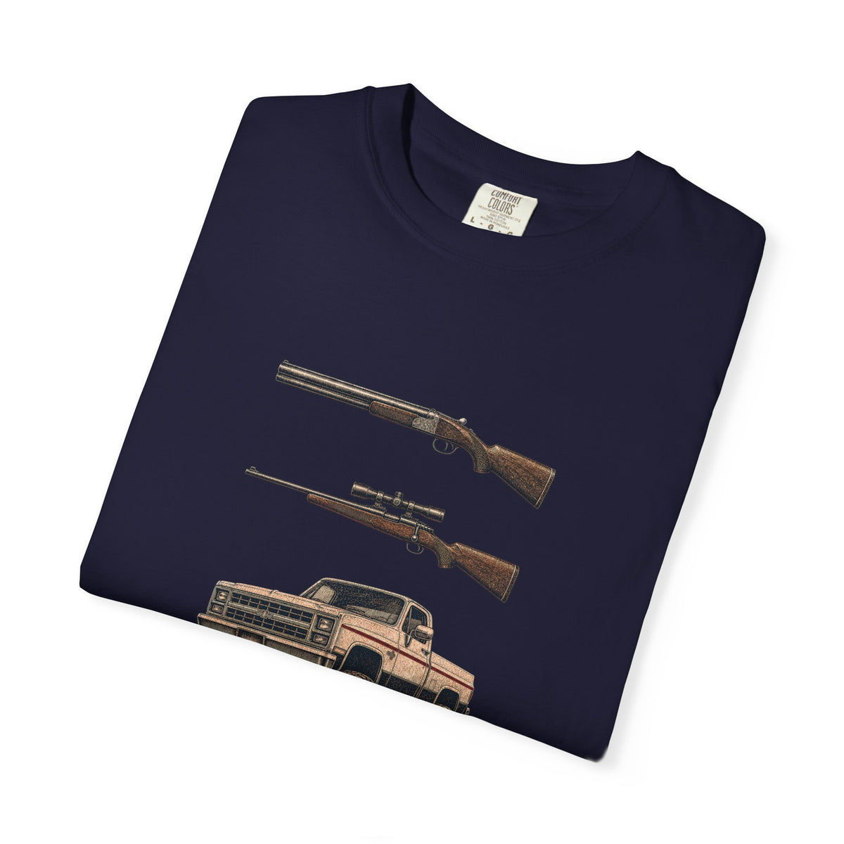 Hank Williams Jr. Shotgun Rifle and a Four-Wheel Drive. Vintage Pickup & Rifles Graphic T‑Shirt