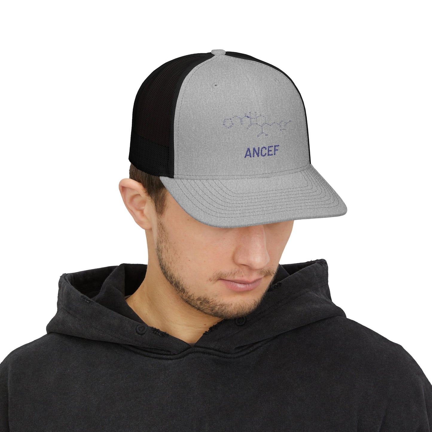 ANCEF Structural Formula Embroidered Snapback Trucker Hat for Trauma Surgeons