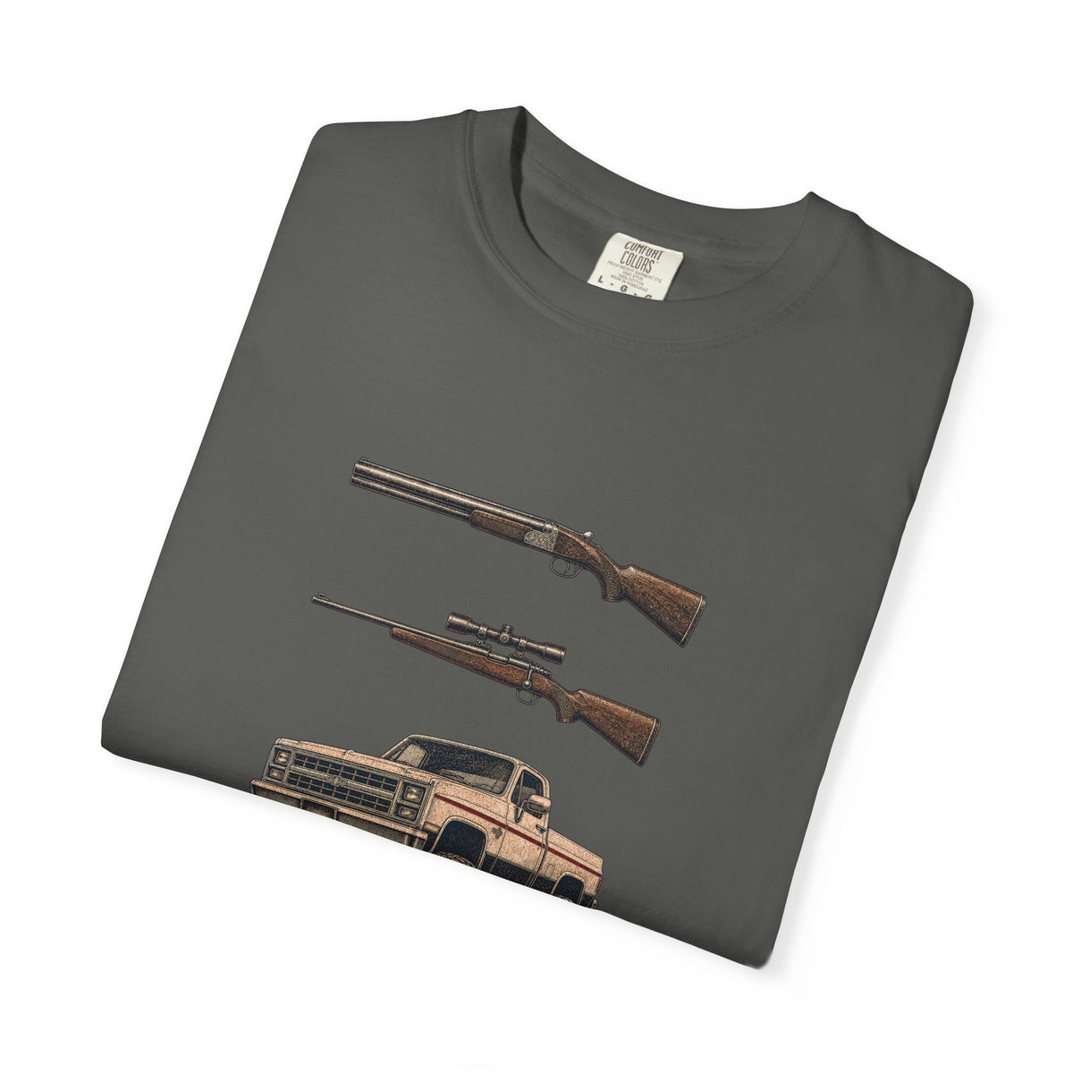Hank Williams Jr. Shotgun Rifle and a Four-Wheel Drive. Vintage Pickup & Rifles Graphic T‑Shirt