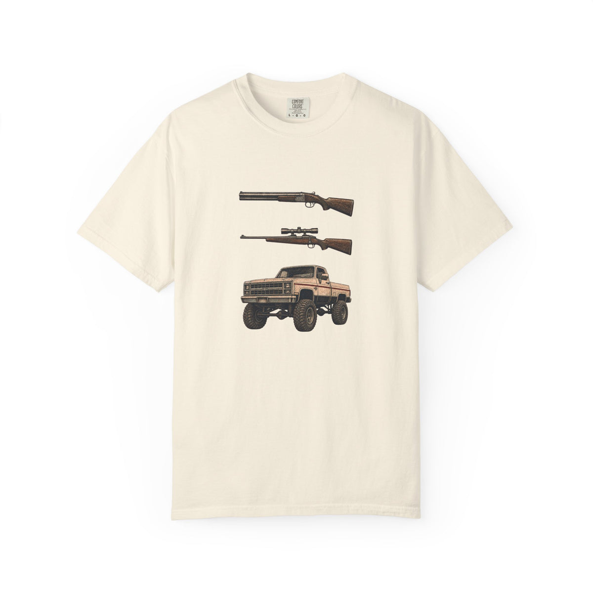 Hank Williams Jr. Shotgun Rifle and a Four-Wheel Drive. Vintage Pickup & Rifles Graphic T‑Shirt