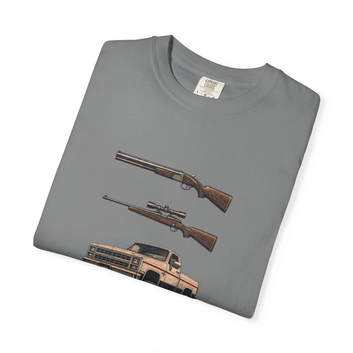 Hank Williams Jr. Shotgun Rifle and a Four-Wheel Drive. Vintage Pickup & Rifles Graphic T‑Shirt