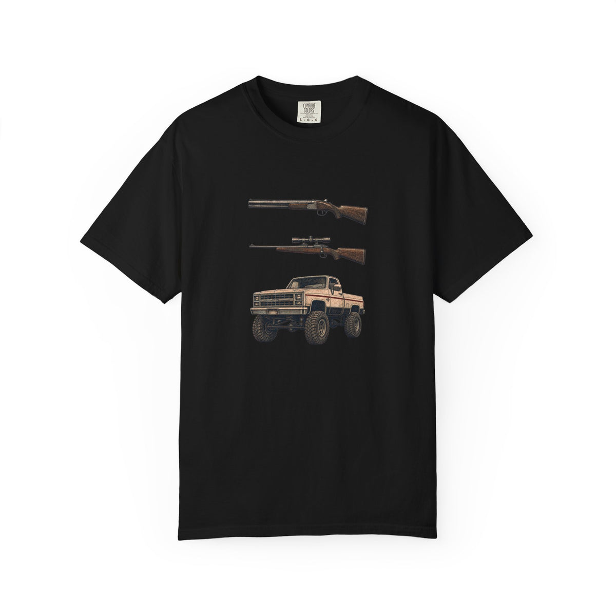 Hank Williams Jr. Shotgun Rifle and a Four-Wheel Drive. Vintage Pickup & Rifles Graphic T‑Shirt