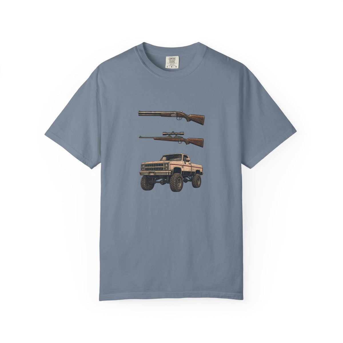 Hank Williams Jr. Shotgun Rifle and a Four-Wheel Drive. Vintage Pickup & Rifles Graphic T‑Shirt