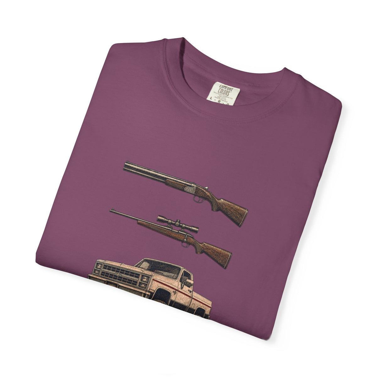Hank Williams Jr. Shotgun Rifle and a Four-Wheel Drive. Vintage Pickup & Rifles Graphic T‑Shirt