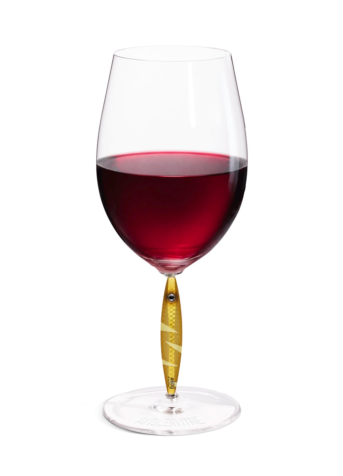 AnglerVitre wine glasses with yellow fishing lure stem