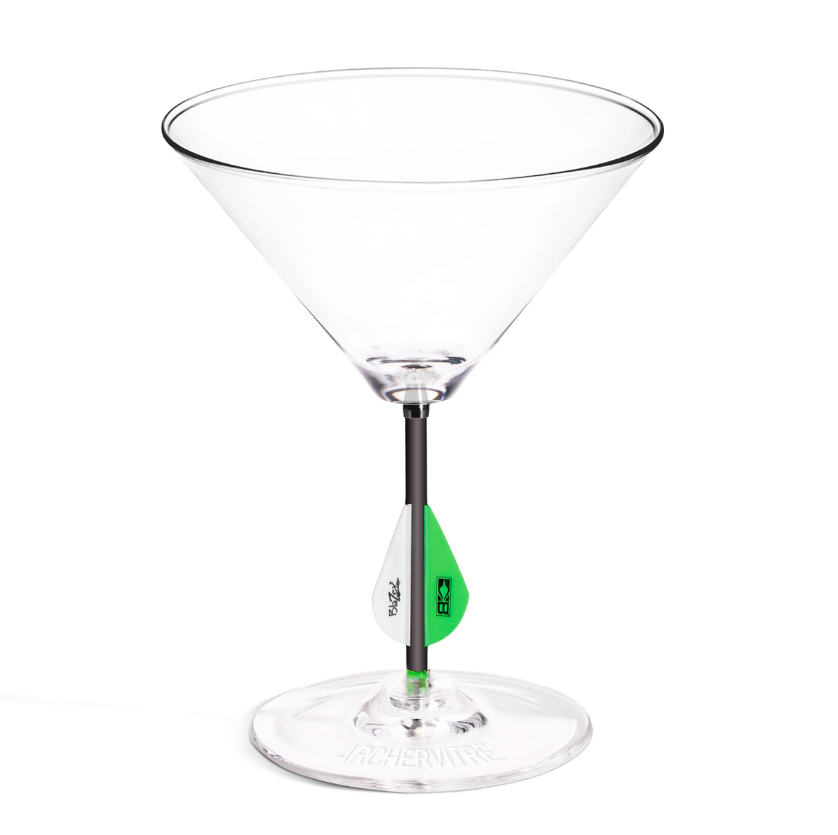 ArcherVitre martini glasses with green archery arrow stem