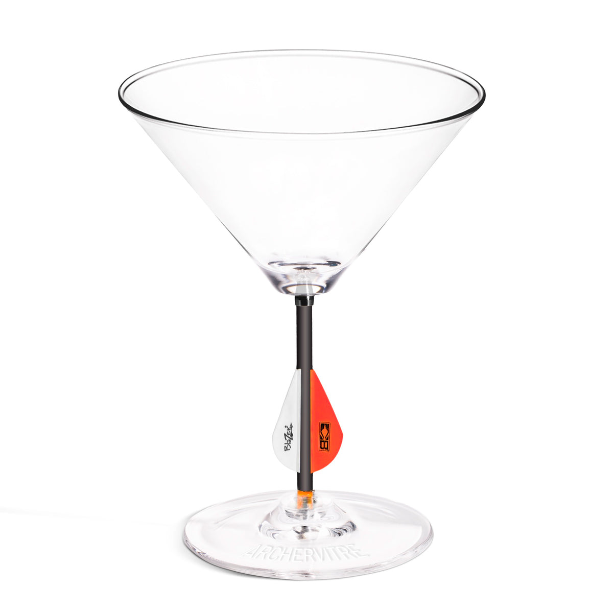 ArcherVitre martini glasses with red archery arrow stem