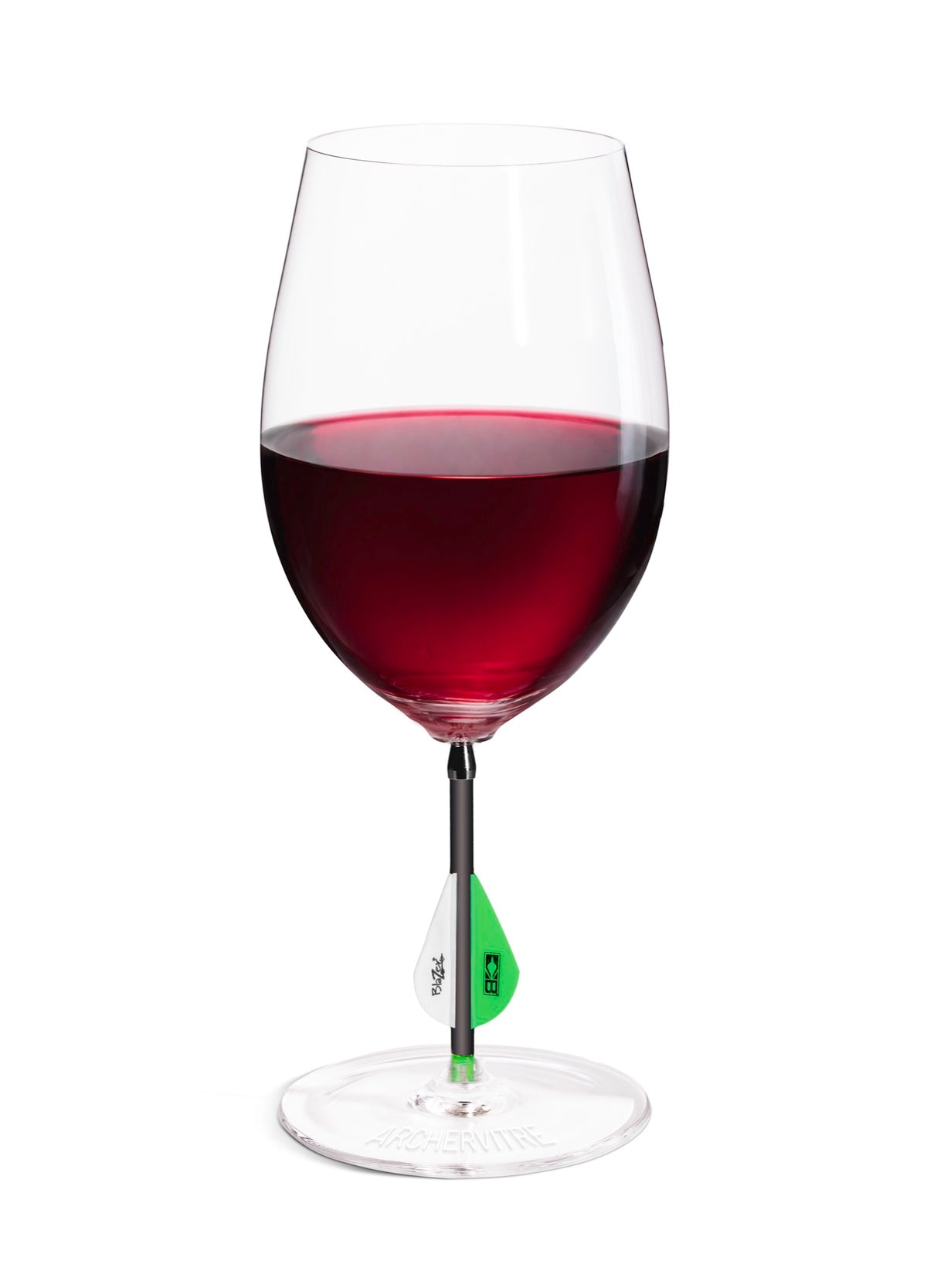 ArcherVitre wine glasses with green archery arrow stem