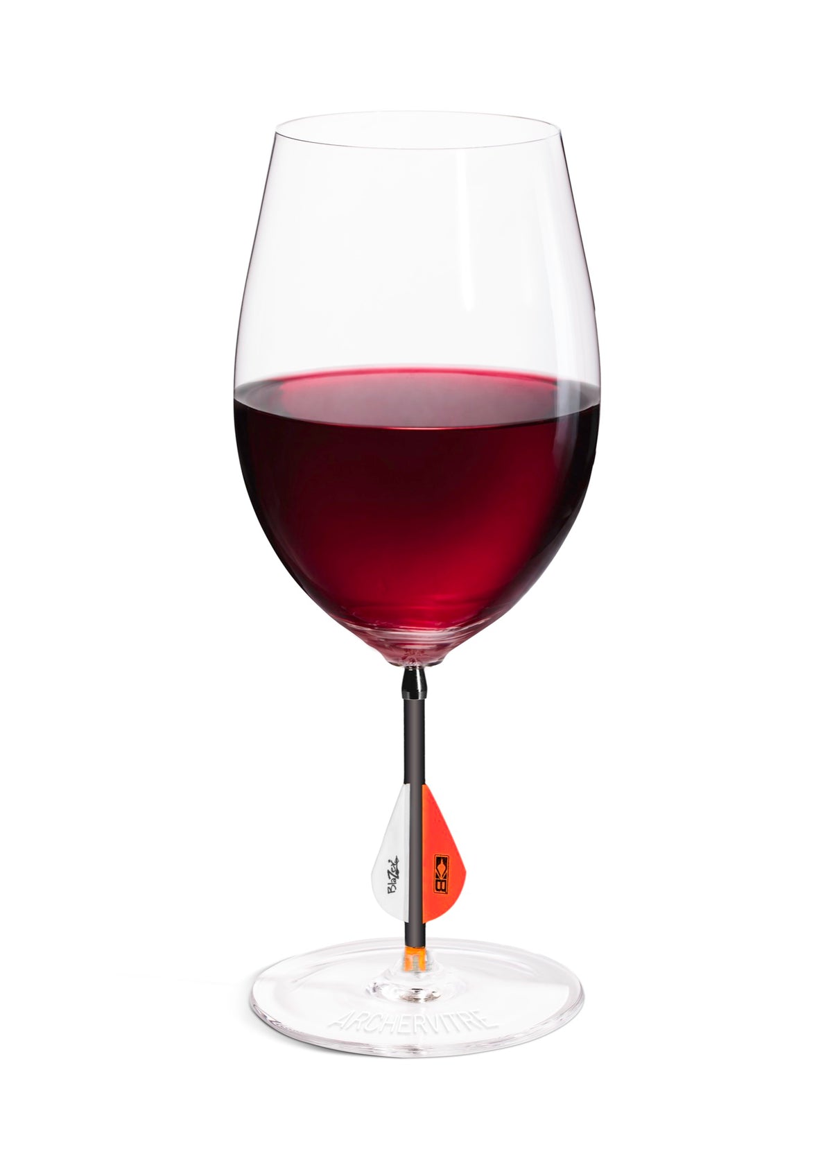 ArcherVitre wine glasses with red archery arrow stem