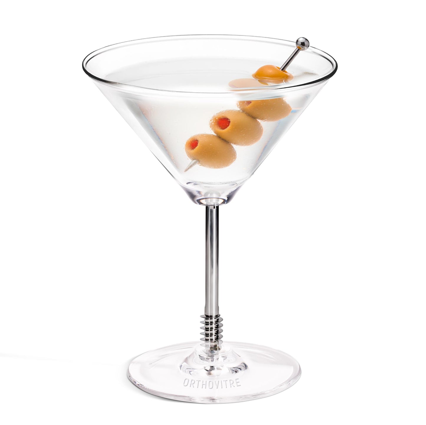 OrthoVitre DHS Martini Glasses, Set of 2 – Luxury Crystal Bowl with Cannulated Stainless Steel Stem