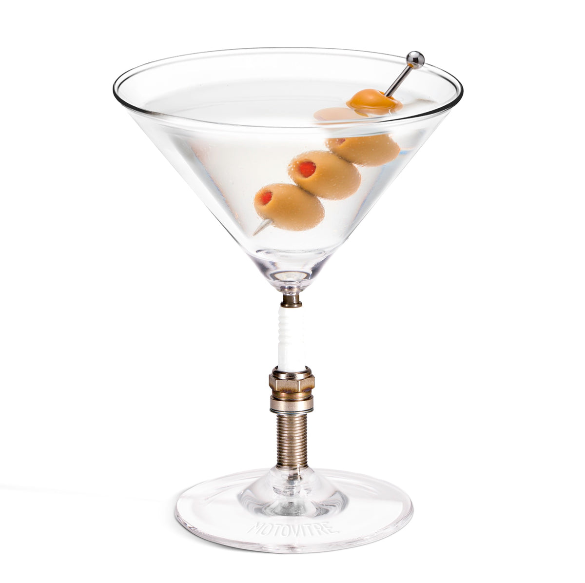 MotoVitre Spark Plug martini glasses with spark plug stem