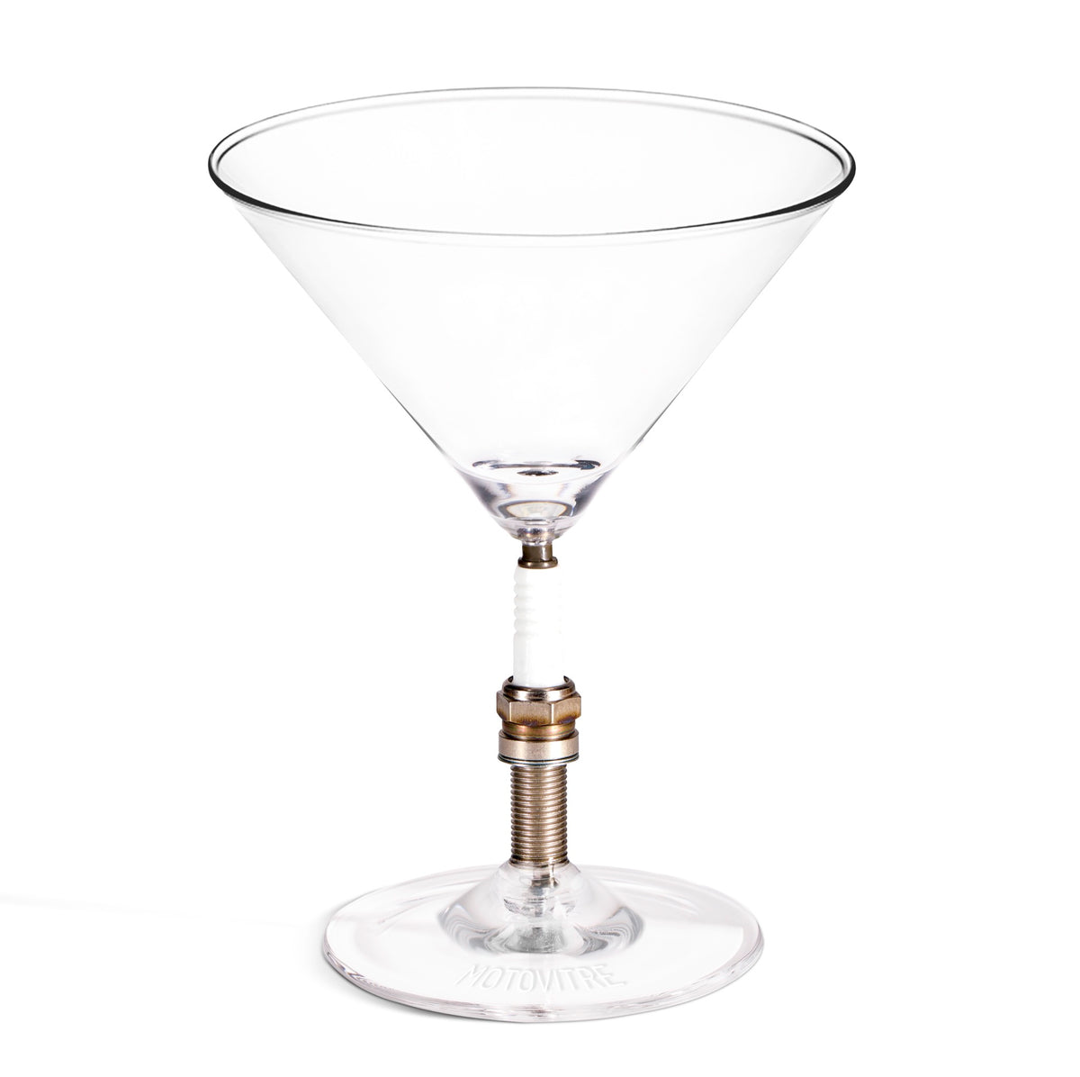 MotoVitre Spark Plug martini glasses with spark plug stem