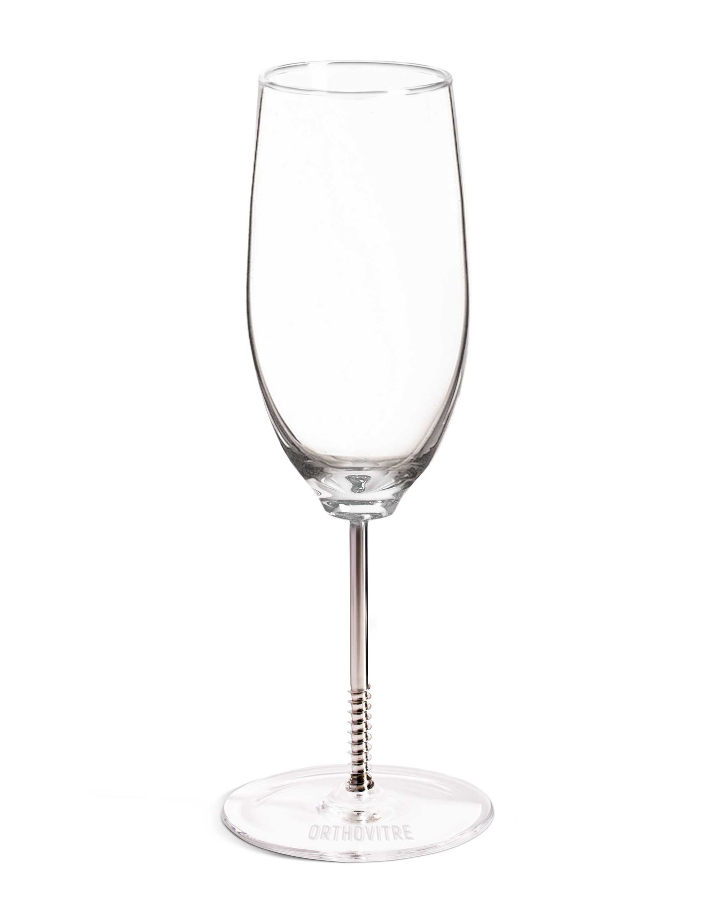OrthoVitre Champagne Glasses Set of 2 – Unique Gift for Surgeons & Doctors | Luxury Crystal Flutes with Stainless Steel Stem